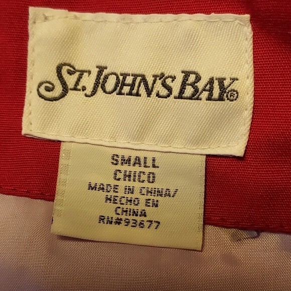 ST JOHNS BAY Womens Red Navy Blue Hooded Raincoat‎ Jacket Nautical Small - Picture 9 of 10